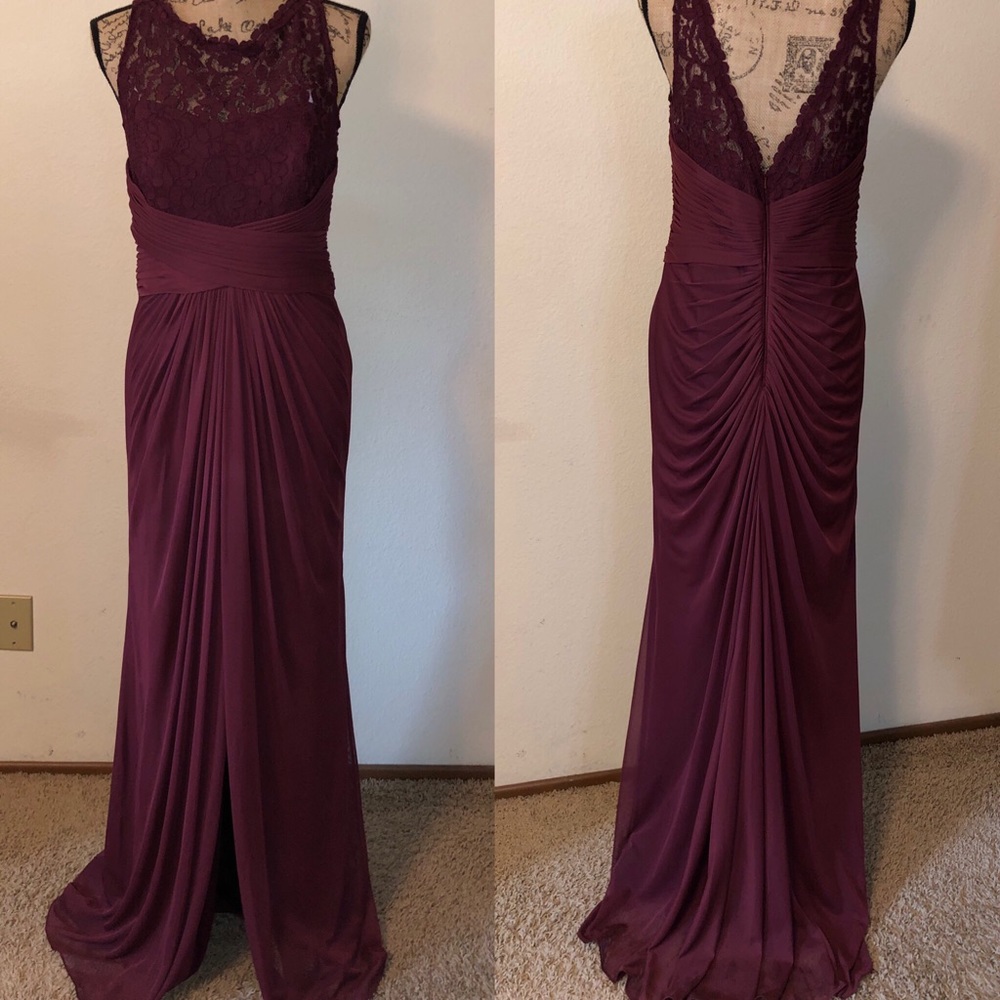 SLEEVELESS LONG MESH DRESS WITH CORDED LACE